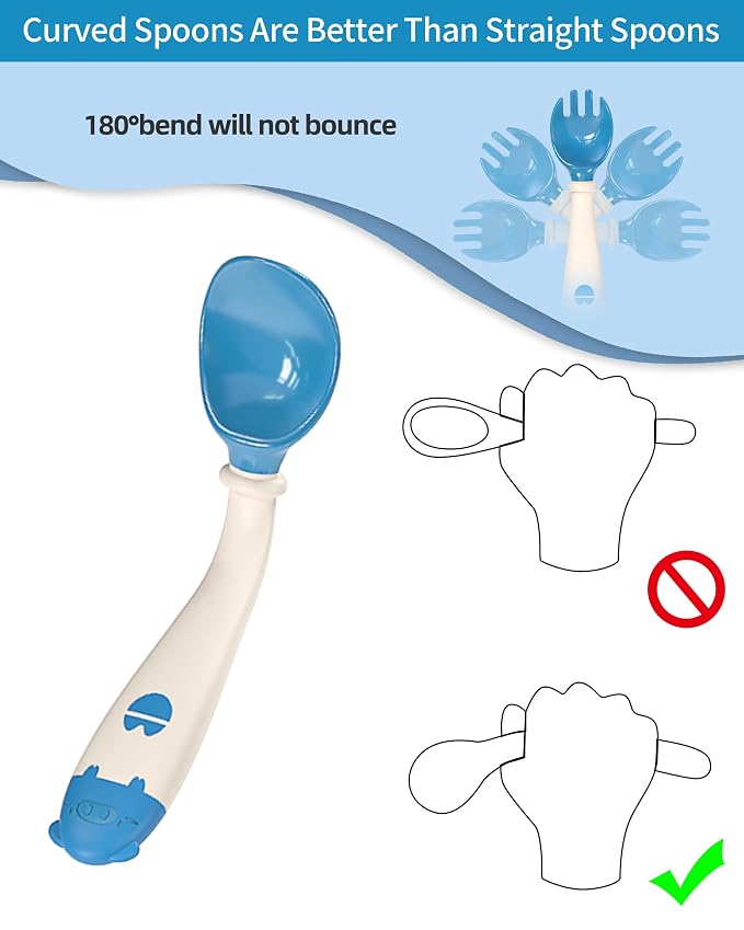 Deejoy Toddler Utensils with Travel Safe Case, Silicone Baby Spoons and Fork Set - Image 5