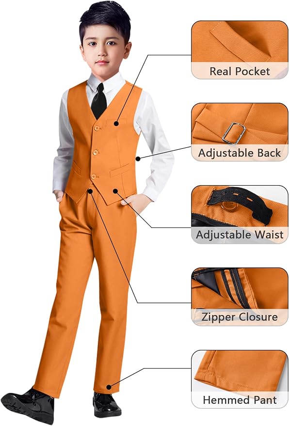 YuanLu Boys Suit for Kids Tuxedo Wedding Ring Bearer Outfit, 5 Piece Boy Slim - Image 4