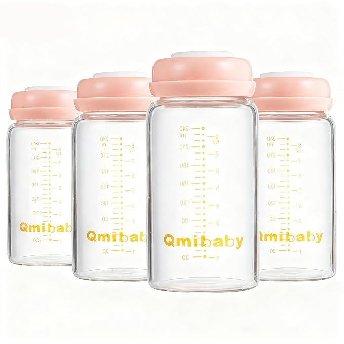 Breast Milk Storage Bottles 240ml 8oz BPA-Free Leak-Proof Baby Bottle by Qmibaby