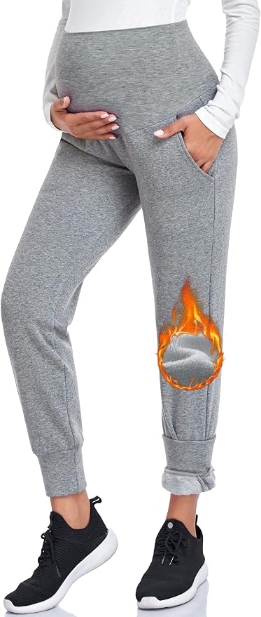AMPOSH Women's Maternity Pants Stretchy Lounge Workout Pants Casual Loose Comfy - Image 2