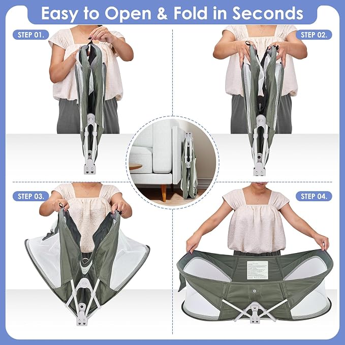 Portable Baby Bassinet Travel Baby Bed, Baby Cribs Travel Pod - Image 4