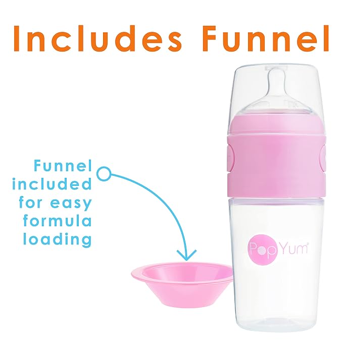 PopYum 9 oz Pink Anti-Colic Formula Making/Mixing/Dispenser Baby Bottles - Image 7