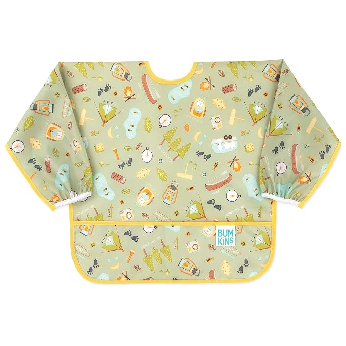 Bumkins Sleeved Bib for Girl or Boy, Baby and Toddler for 6-24 Mos, Essential by Bumkins
