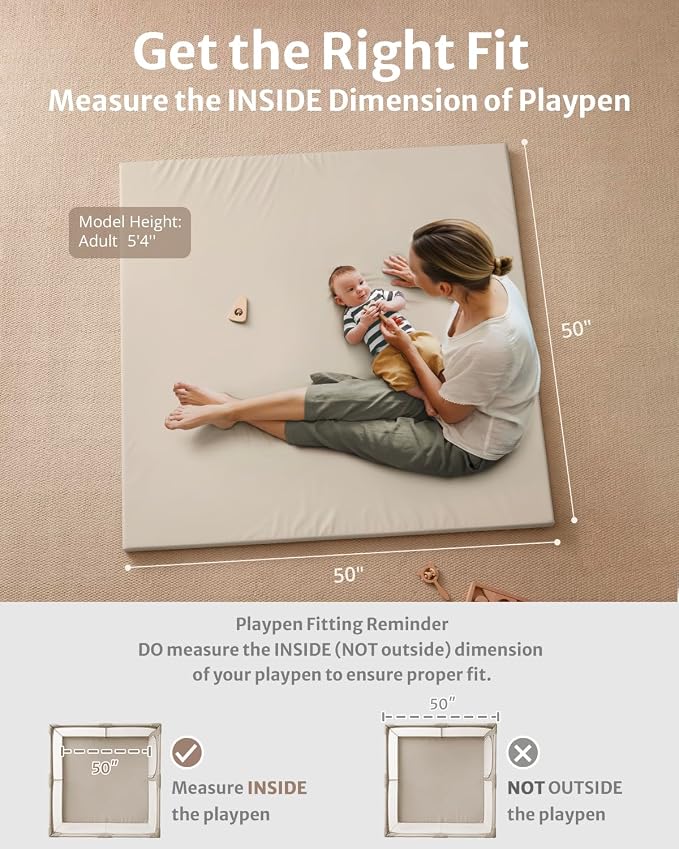 Blissful Diary Vegan Leather Baby Play Mat, 50x50 Thick Foam Cushioned & - Image 2