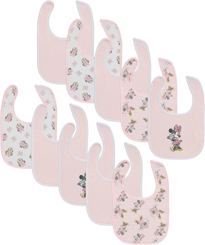 Disney 10-Pack Mickey Mouse Baby Bibs – Ten Soft, and Adjustable Cotton Bibs by Disney