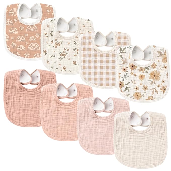 Konssy Muslin Baby Bibs 8 Pack Baby Bandana Drool Bibs Cotton by Konssy