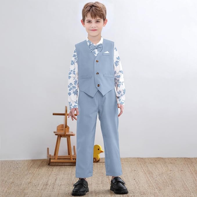SANGTREE Boys Cotton Linen Suit Formal Set Baby Clothes Boy Gentleman Wedding - Image 3