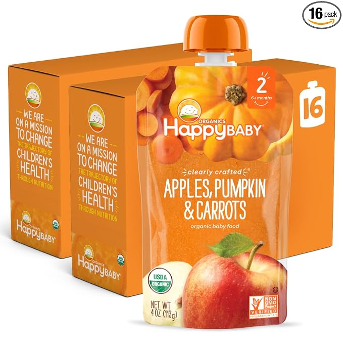 Happy Baby Organics Stage 2 Baby Food Pouches, Gluten Free, Vegan & Healthy by HappyBaby