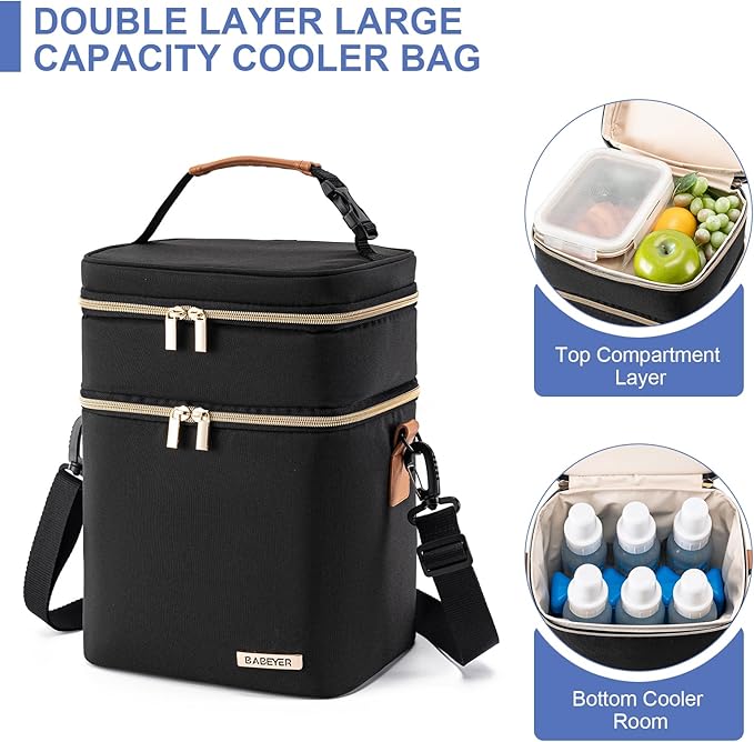 Breastmilk Cooler Bag with Ice Pack Fits 6 Baby Bottles Up to 9 Ounce - Image 2