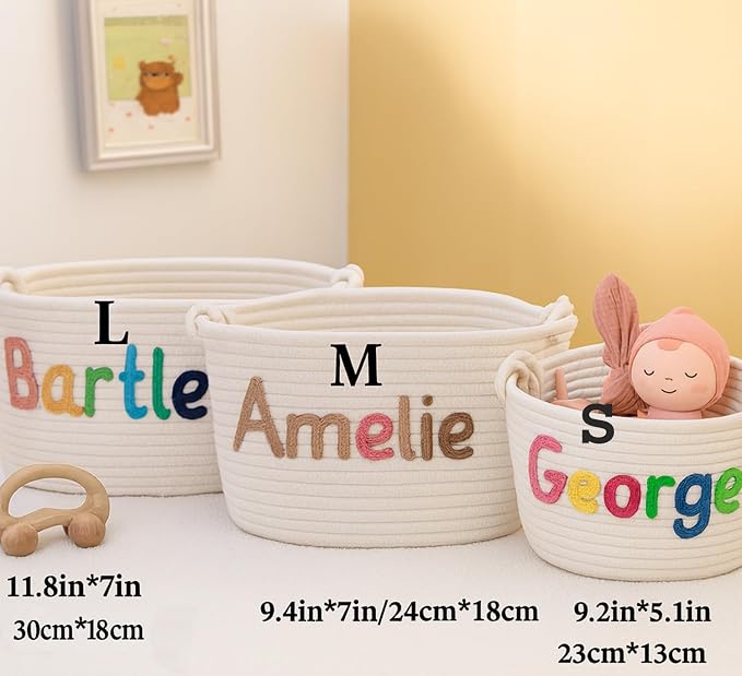 MBBEST Personalized Baby Shower Basket – Custom Rope Cotton Babys Basket - Image 5
