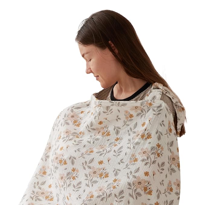 TILLYOU Muslin Nursing Cover for Baby Breastfeeding, 100% Cotton Breathable by TILLYOU