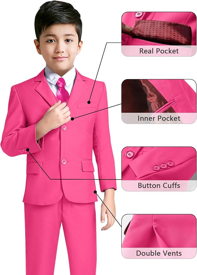 YuanLu Boys Suit for Kids Tuxedo Wedding Ring Bearer Outfit, 5 Piece Boy Slim - Image 3