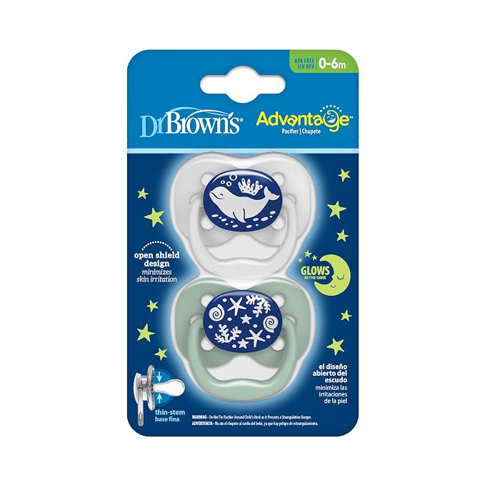 Dr. Brown's Advantage Glow-in-the-Dark Baby Pacifier, Fully Symmetrical Soother - Image 2