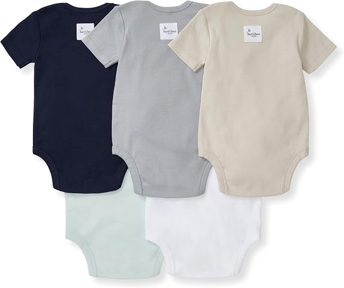 Burt's Bees Baby Organic Cotton Bodysuits – Baby Boy & Girl Short and Long - Image 2