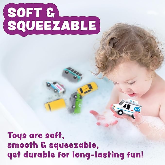 Tub Works® Vehicles™ Bath Cars Mold Free Bath Toys, 6 Pack | Sealed, No Hole - Image 5