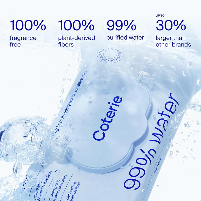 Coterie Baby Wipes for Sensitive Skin, Plant-Based & Plastic-Free Fibers - Image 3