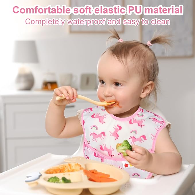 Accmor Baby Bibs, Waterproof Baby Toddler Bibs, Apron Smock Bib - Image 6