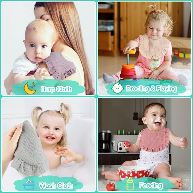 Accmor Muslin Baby Drool Bibs 6 Pack Baby Bandana Drool Bibs Soft Cotton Baby - Image 6