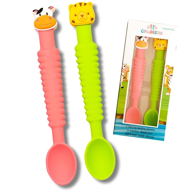3-in-1 Silicone Baby Spoon Self Feeding 6+ Months by LittleGrubbers