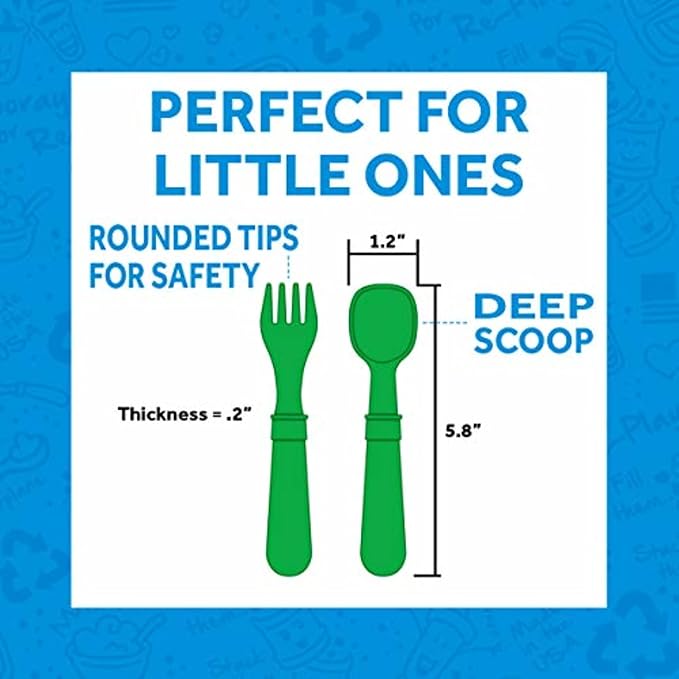 Re-Play 3x3 Divided Toddler Plates and Utensils Set - Image 6
