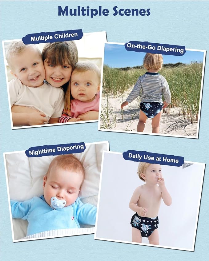 babygoal Boy Cloth Diapers Pack of 13, Baby Reusable Washable Pocket Nappy - Image 5