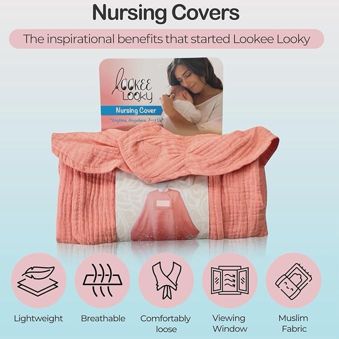 Muslin Nursing Cover for Baby Breastfeeding –Peekaboo Window -100% Breathable - Image 7
