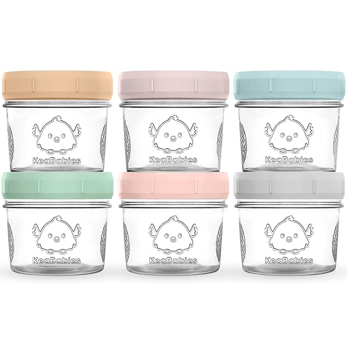 KeaBabies 6pk 4oz Glass Baby Food Containers by KeaBabies