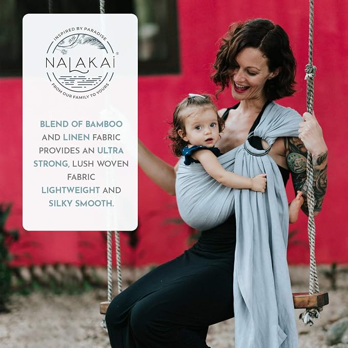Nalakai Ring Sling Baby Carrier, Soft Linen Baby Sling, Baby Wrap, and Giving - Image 2