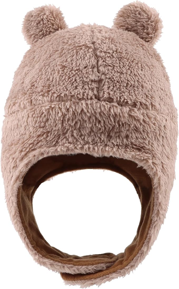 Bear Baby Winter Hat Toddler Earflap Beanie Unisex Infant Snow Cap Warm Fleece by Peecabe