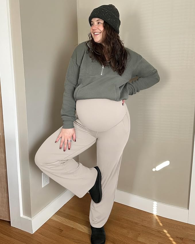G4Free Maternity Pants Over The Belly Yoga Dress Work Pregnancy Pants Stretchy - Image 2