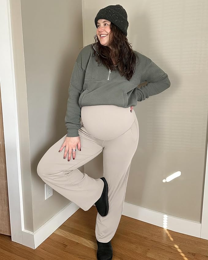G4Free Maternity Pants Over The Belly Yoga Dress Work Pregnancy Pants Stretchy - Image 2