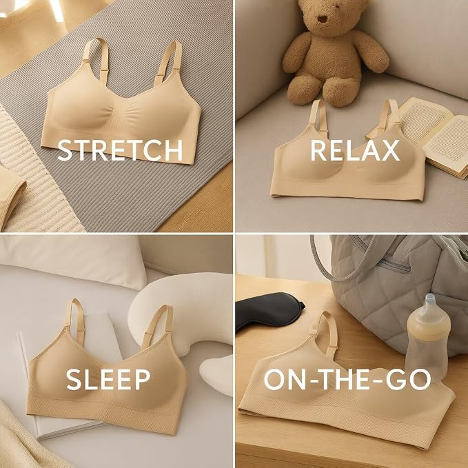 iloveSIA Nursing Bras for Mom Breastfeeding, Seamless Supportive Sleep Bra for - Image 5