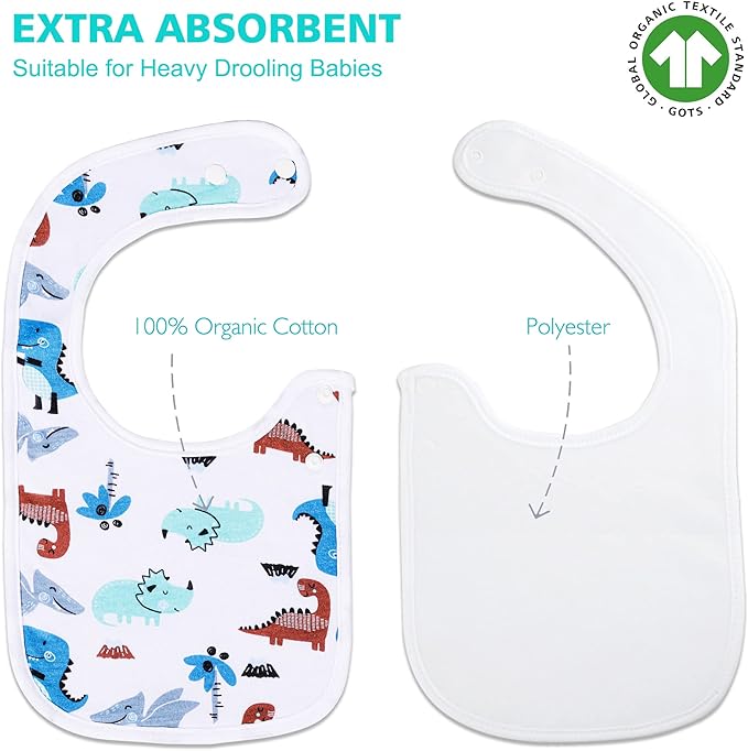 Baby Bibs Soft and Absorbent Organic Cotton Bandana Drool Bibs Set - Image 6