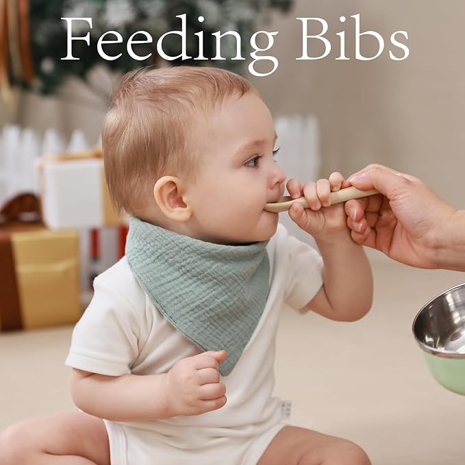 Muslin Bibs, 8 Pack Baby Bandana Drool Bibs, Extra Absorbent Soft Cotton - Image 2