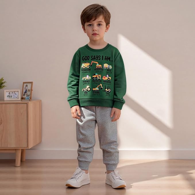 Nyapruwe Toddler Baby Boy Fall Outfit Funny Print Long Sleeve Sweatshirt - Image 2