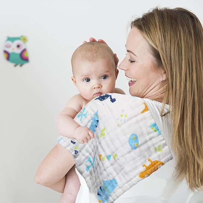 FOOK FISH Muslin Burp Cloths Cotton Burping Cloth 20'' X 10'' Pack of 6 - Image 7