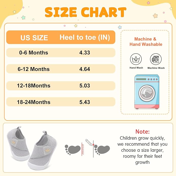 FEETCITY Baby First Walking Shoes Wide Baby Shoes Infant Sneakers Newborn Crib - Image 7