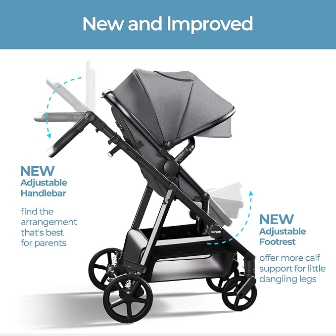 Mompush Baby Stroller, Convertible 2-in-1, Infant Car Seat Compatible, Includes - Image 2