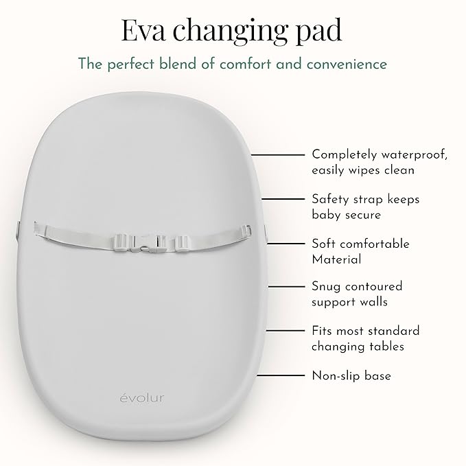 Evolur Eva Baby Changing Pad in Light Gray, Lightweight and Portable Changing - Image 5
