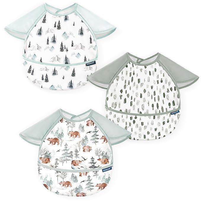 GRSSDER 3-pack Mess Proof Baby Feeding Bibs by BUYNOW