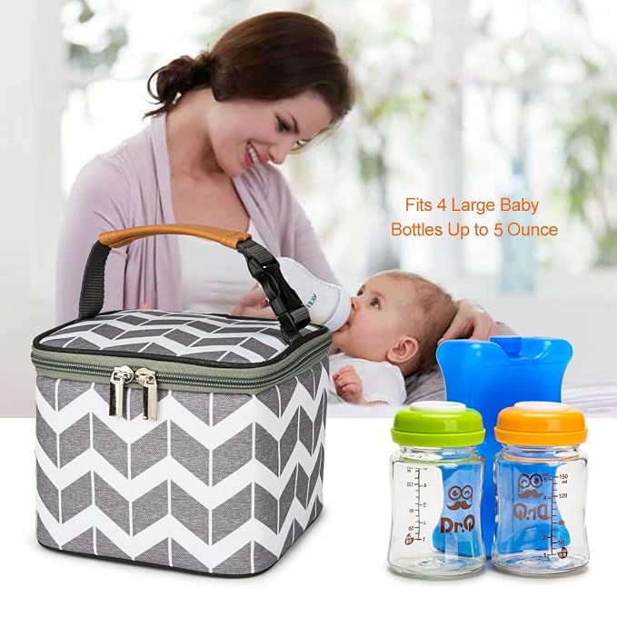 BreastMilk Cooler Bag with Ice Pack Fits 4 Large Baby Bottles Up to 5 Ounce - Image 5