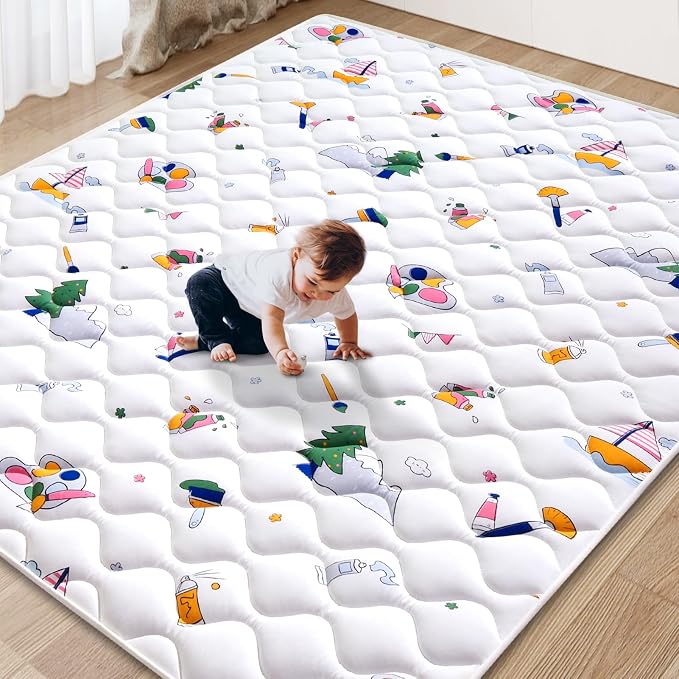 Baby Play Mat - 6ft X 4ft, Premium Thicker Foam One-Piece Crawling Mat by VibeBear