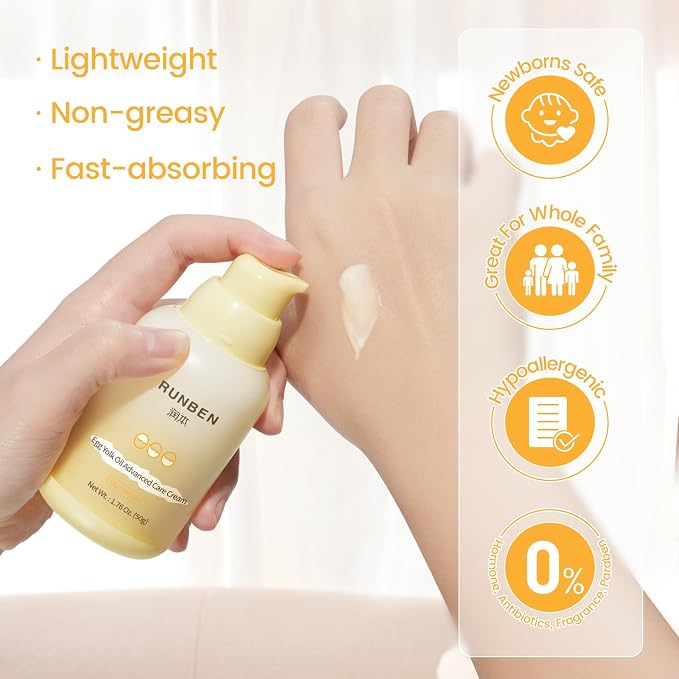 RUNBEN Baby Face Cream with Egg Yolk Oil, 48H Deep Moisturizing, Gentle & - Image 5