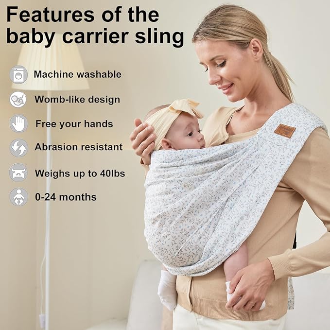 Baby Sling Carrier Newborn, Adjustable Easy Wearing Baby Nursing Warp Sling - Image 3