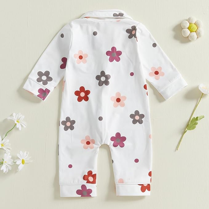 Balaflyie Baby Girl Button Down Pajamas Romper One-Piece Jumpsuit Long Sleeve - Image 2