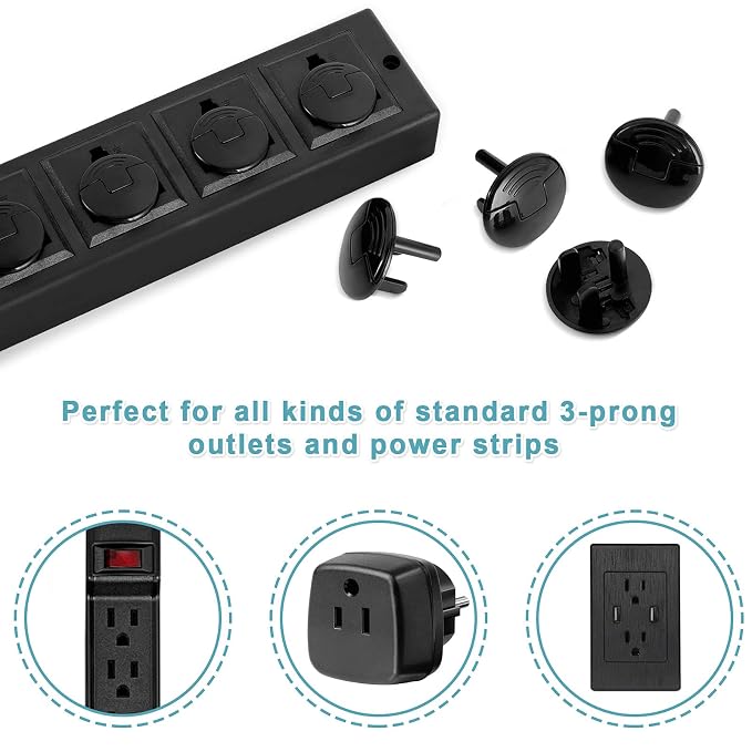 52 Pack Black Safety Outlet Covers Baby Proofing, Electrical Socket Outlet - Image 5