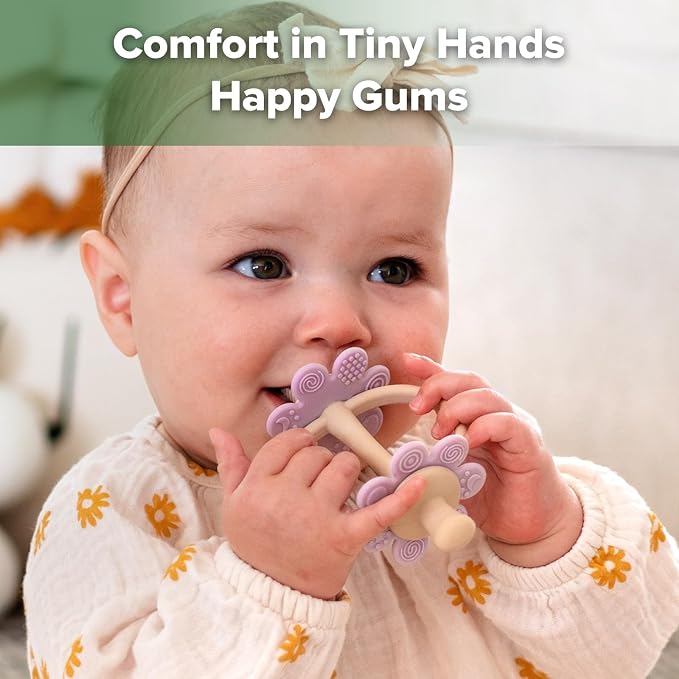 haakaa Silicone Twin Flower Teether, Nipple-Shaped End - Image 2