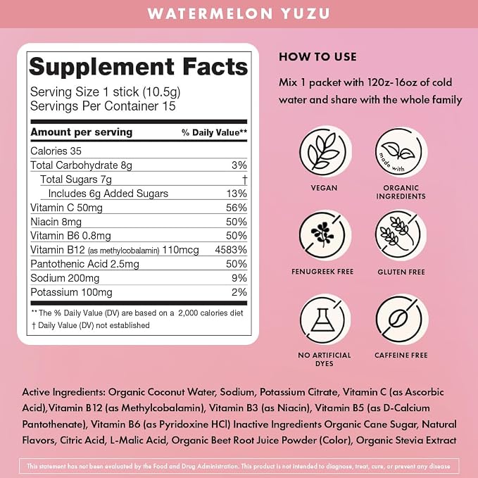 Boobie Hydromom Superfood Electrolyte Drink Mix, Watermelon Yuzu | Refreshing - Image 11