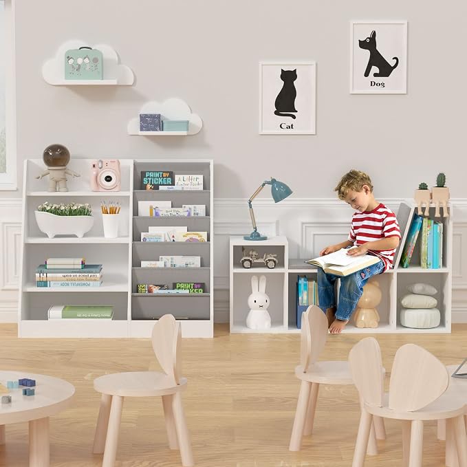 4 Tier Kids Wooden Bookshelf, 5 Layer Sling Toddler Bookcase, Baby Storage Book - Image 2