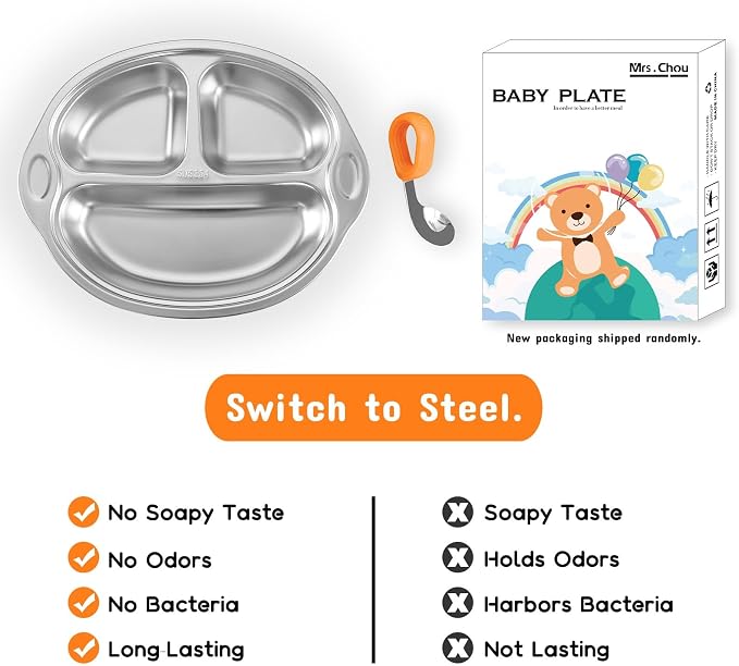 Stainless Steel Baby Suction Plates: Divided Plates - Image 3